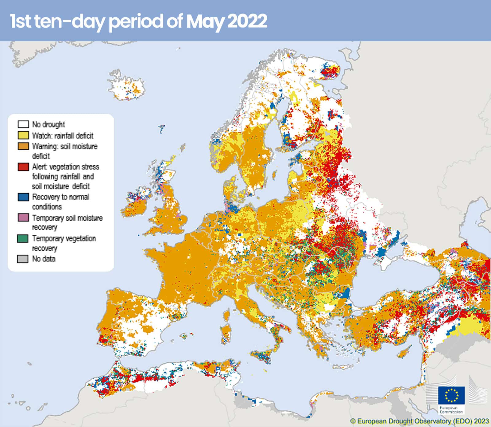 Carte de la sécheresse en Europe (mai 2022)