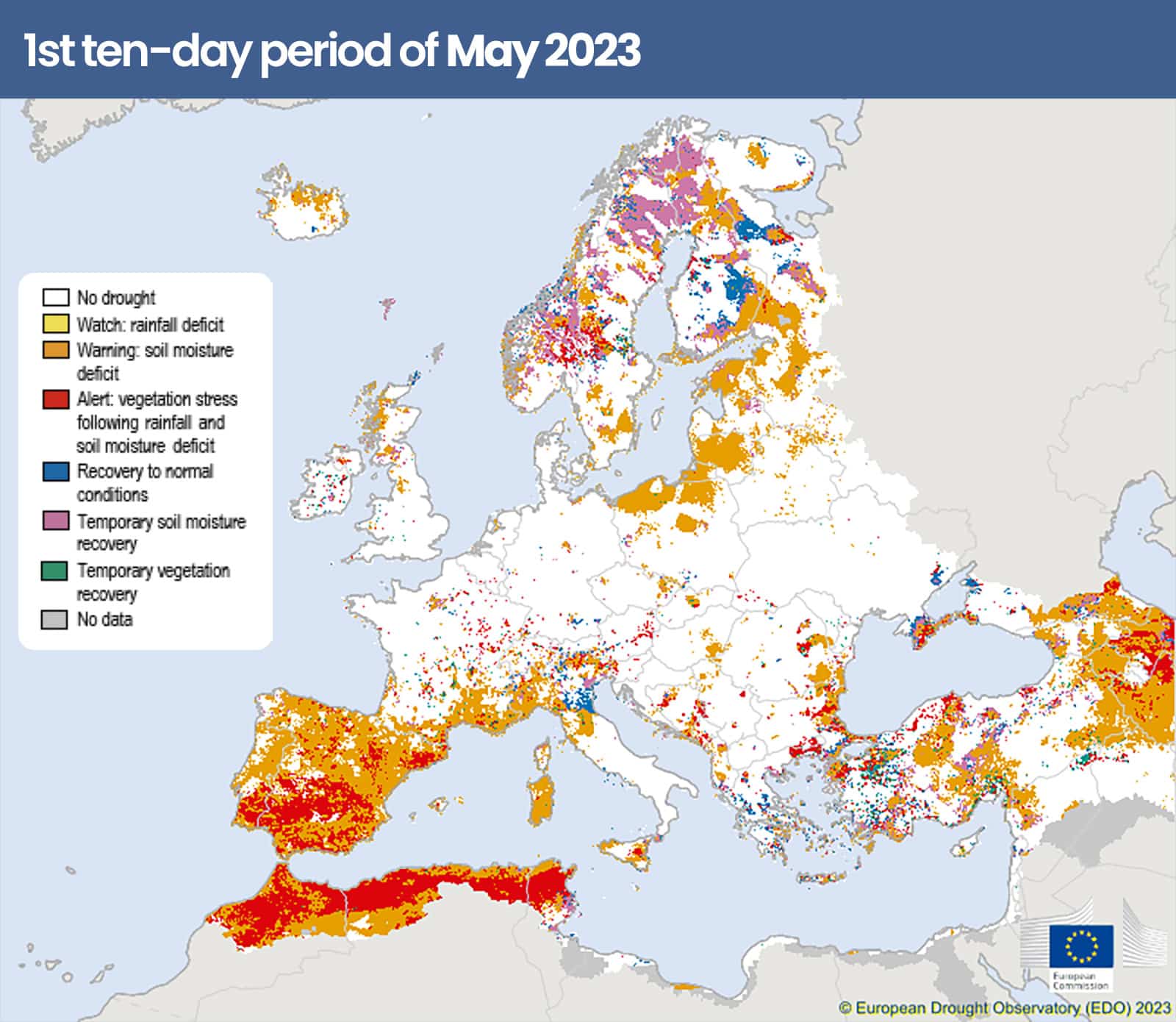 Carte de la sécheresse en Europe (mai 2023)