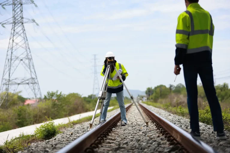 Ingénieurs ferroviaires sur un projet en prévision des crues