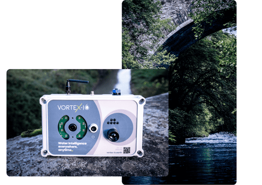 Station vorteX-io et cours d'eau - Hero Photo de la station vorteX-io et d'un cours d'eau